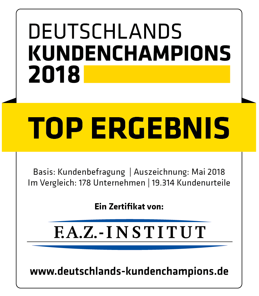 Auszeichnung Deutschlands Kundenchampions 2018
